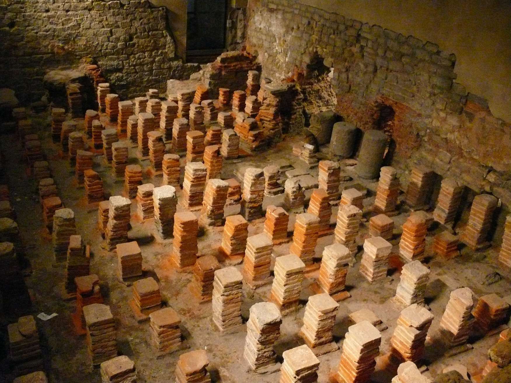 A hypocaust (central heating system)